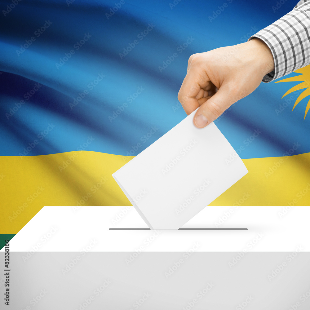 Ballot box with national flag on background - Rwanda Ballot box with national flag on background - Rwanda