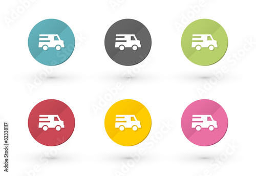 Icons car delivery in multiple colors