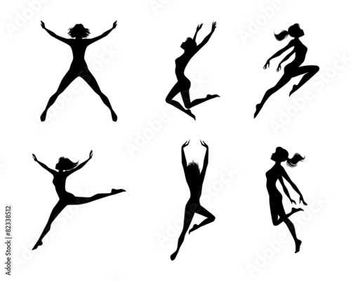 Jumping girls silhouettes