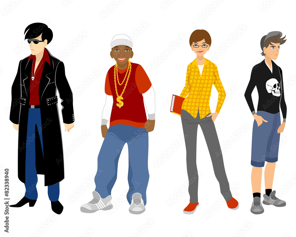 Fototapeta premium Four teenagers set