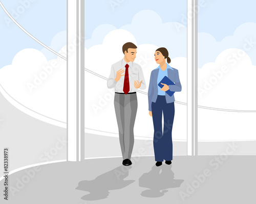 Pair businessmen in office hall