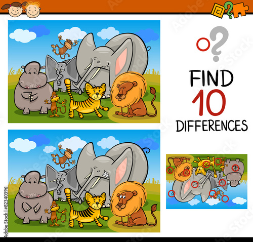 finding differences game cartoon
