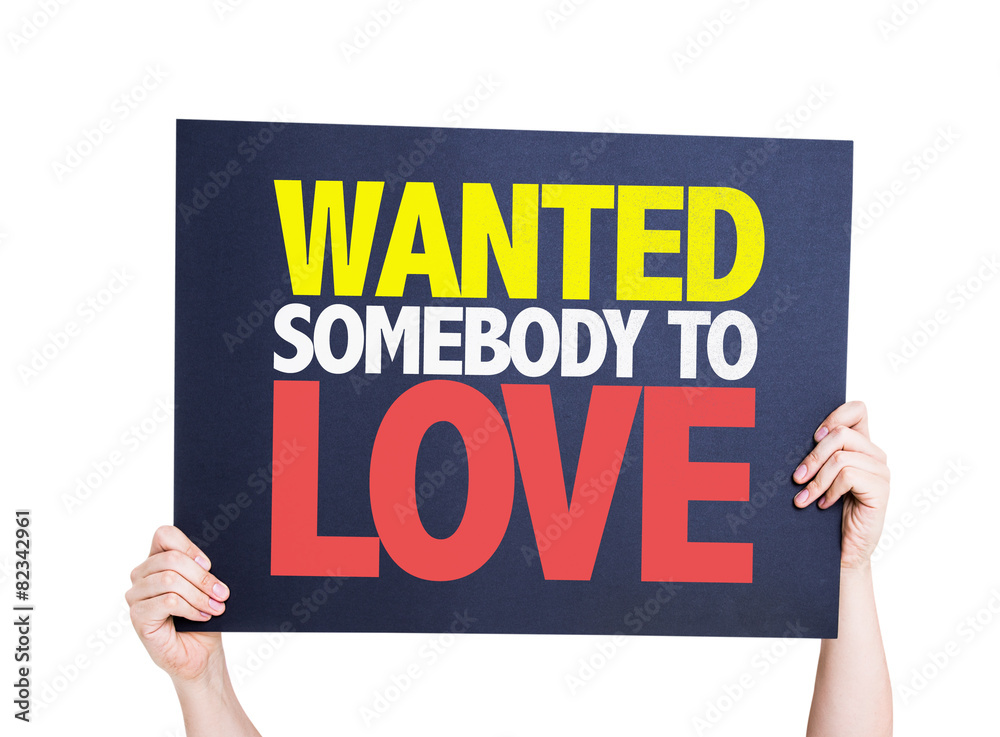 Wanted Somebody to Love card isolated on white
