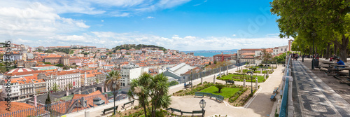 Panoramic view of Lisbon rooftop from Sao Pedro de Alcantara vie