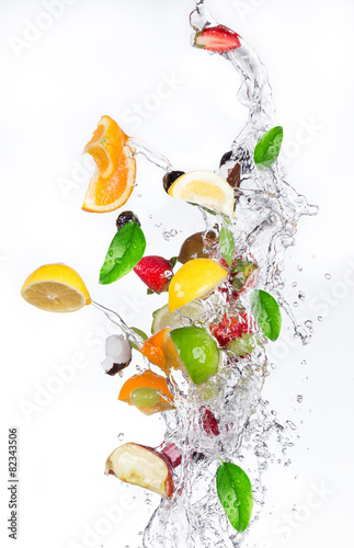 Fruit with water splash