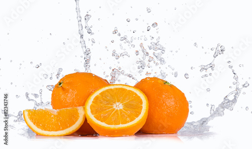 Oranges with Water splashes