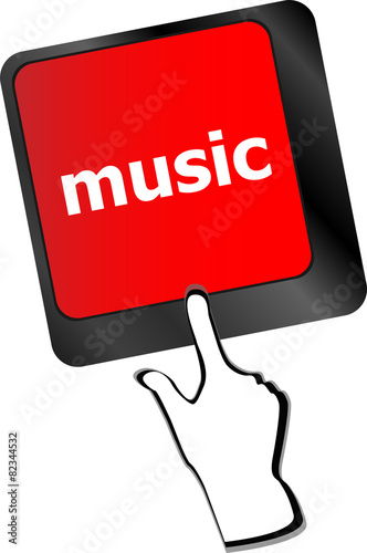 Computer keyboard with music key - technology background vector