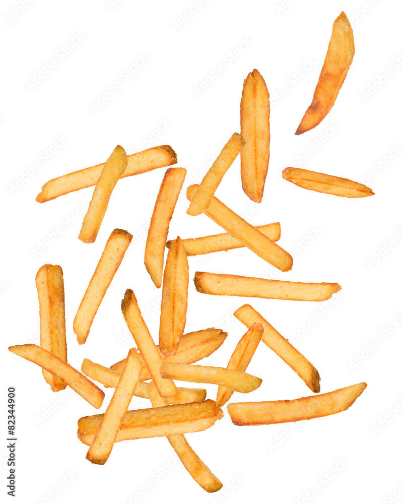 French fries in freeze motion
