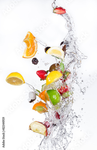 Fruit with water splash