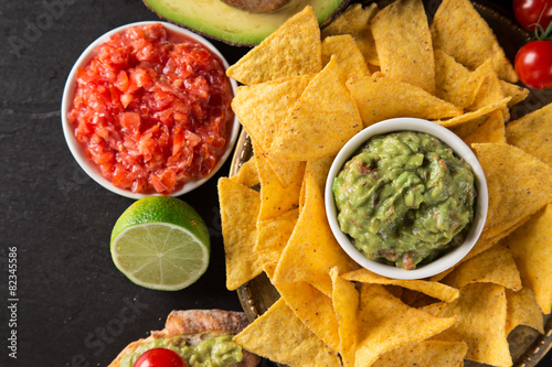 Guacamole with bread and av...