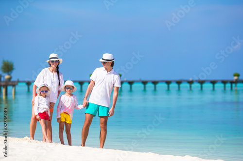 Happy family during beach vacation