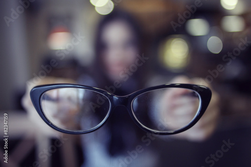 young girl with glasses