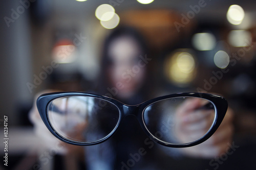 young girl with glasses
