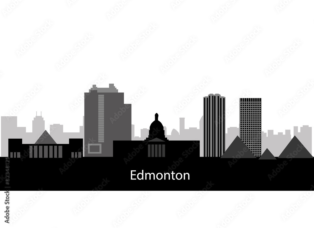 Edmonton, Canada skyline. Detailed silhouette. Vector illustrati