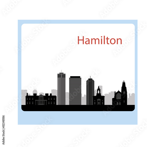 Hamilton, Canada skyline. Detailed silhouette. Vector illustrati