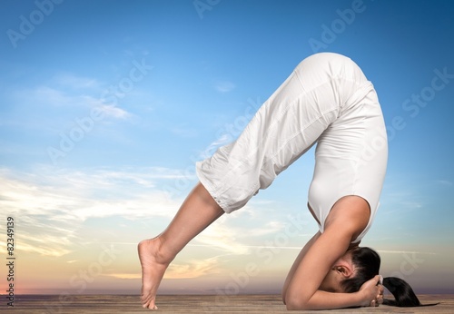 Photography Yoga. Yoga Pose at Sunset