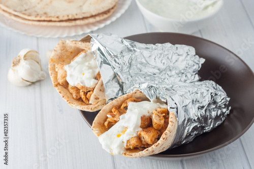 traditional greek food, souvlaki also known as gyros