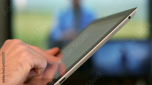 Close up Using a Tablet at home