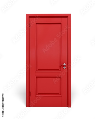 Door. 3D. Closed red door