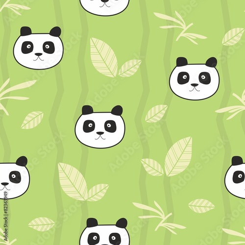 Cute pandas seamless pattern