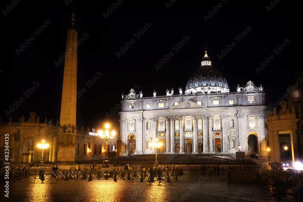 Basilica of St. Peter in vatican by night