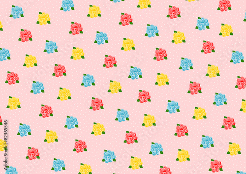 カラフルなバラの花模様イラスト