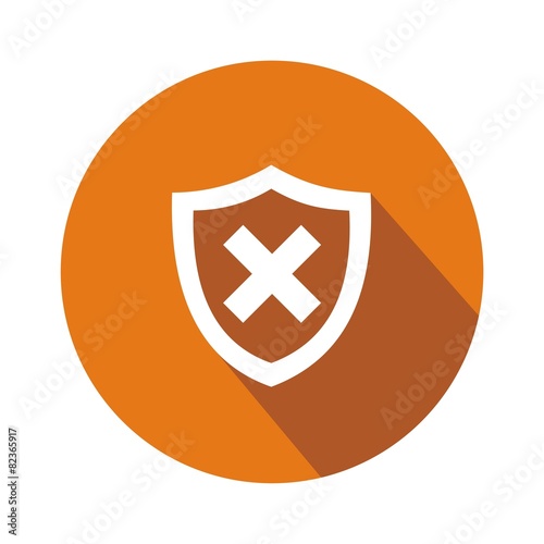 Icono escudo error naranja botón sombra