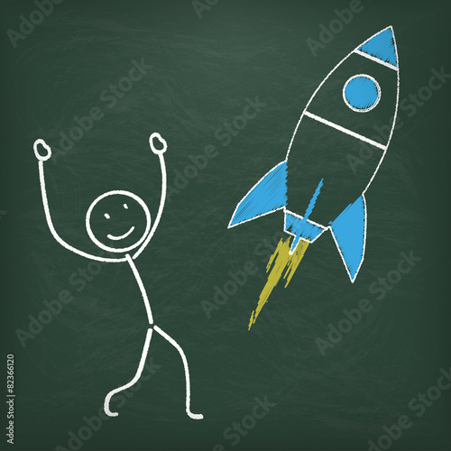 Blackboard Stickman Rocket