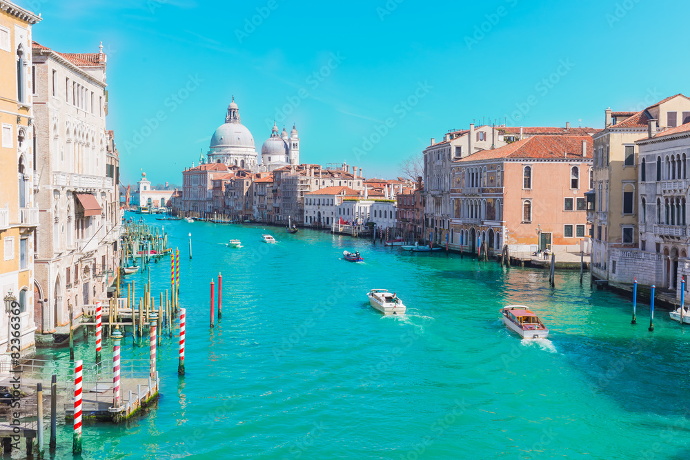 Grand Canal in Venice, Italy with vintage filtered