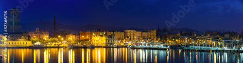panorama of Port of Barcelona in night