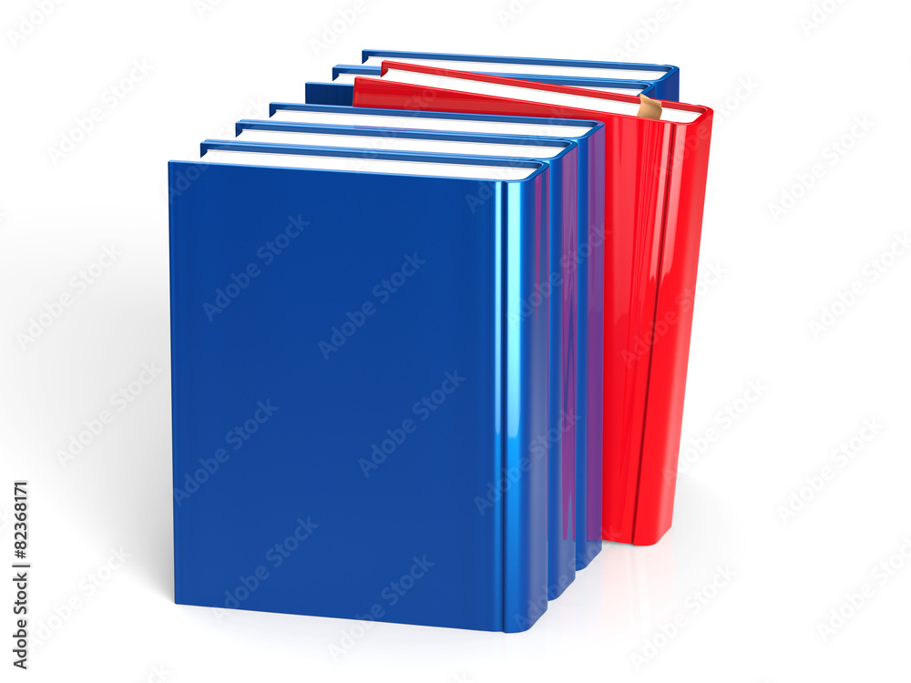 Selecting book from bookshelf blue row one red leadership Selecting book from bookshelf blue row one red leadership