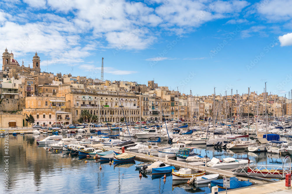 Birgu Marina and waterfront in Valletta