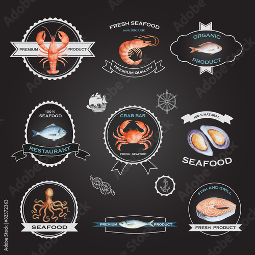 Watercolor set of labels