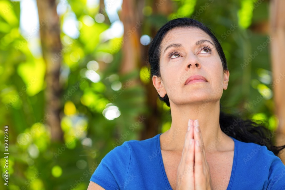 Relaxed woman doing yoga
