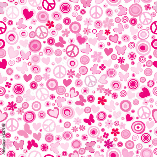 Pink flower power seamless background