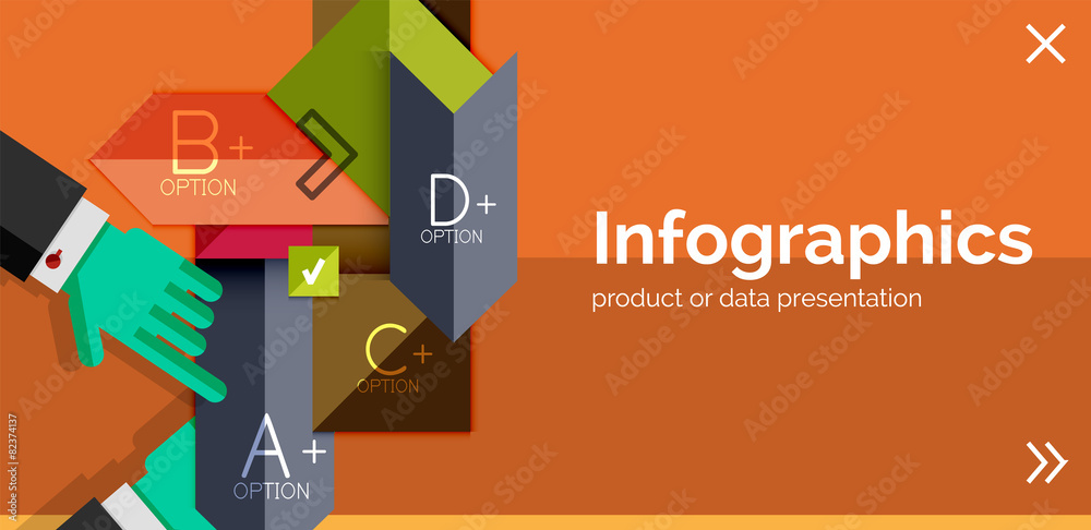 Infographic flat design banner with hands Infographic flat design banner with hands