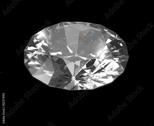 diamond on black background with clipping path