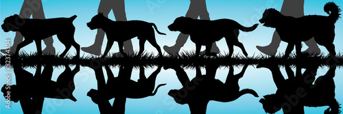 Amstaff, Presa Canario, Labrador and Caucasian Shepherd silhouet