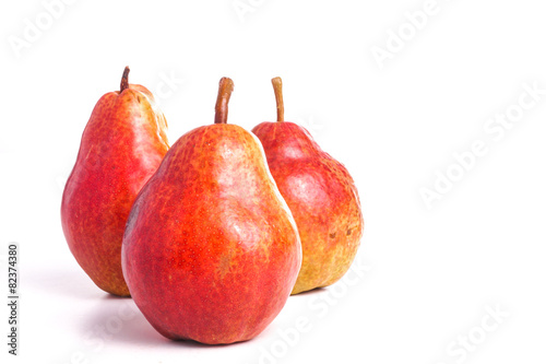 Ripe Red Pear, isolated on White
