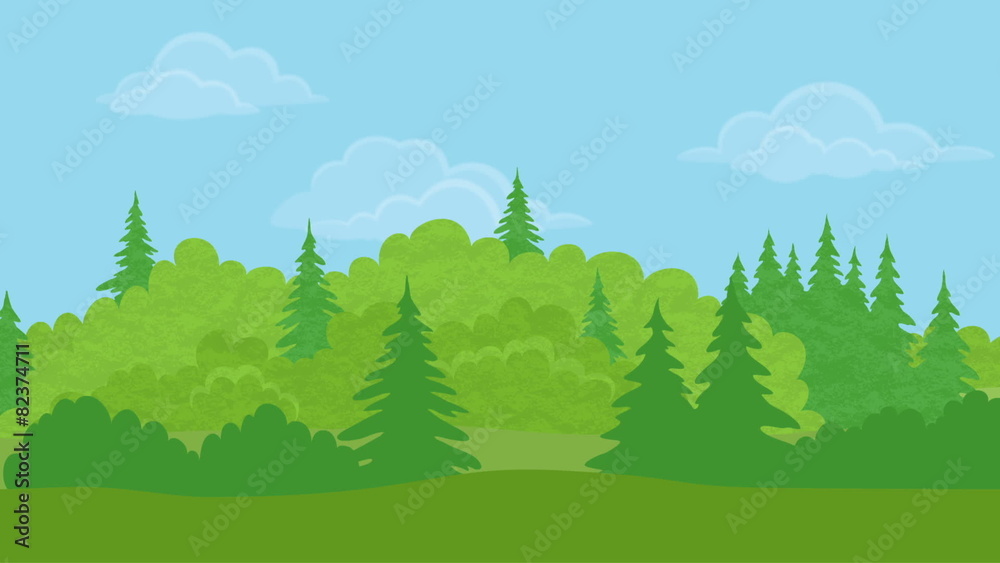 Landscape, day forest, seamless loop