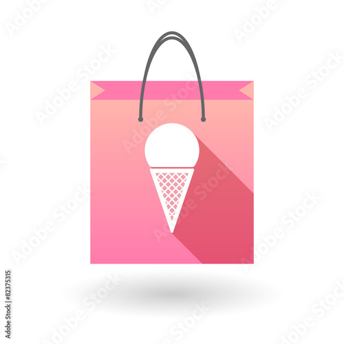 Pink shopping bag icon with a cone ice cream