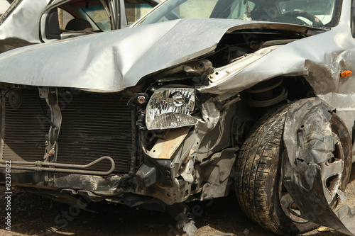 Car crash image with damage to front left side