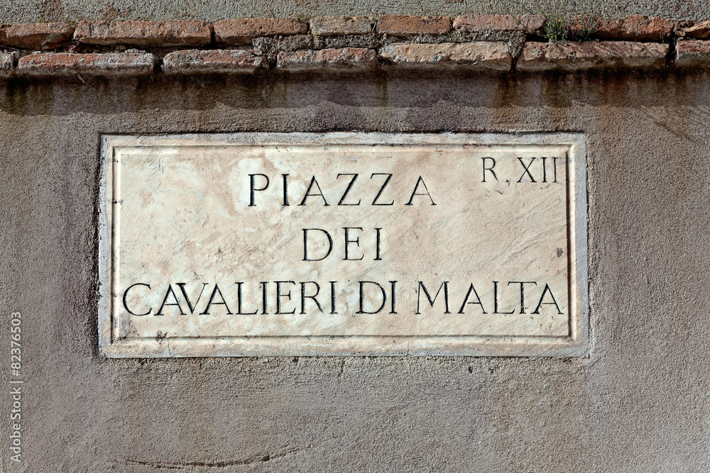 Piazza Dei Cavalieri Di Malta street sign in Rome, Italy Piazza Dei Cavalieri Di Malta street sign in Rome, Italy