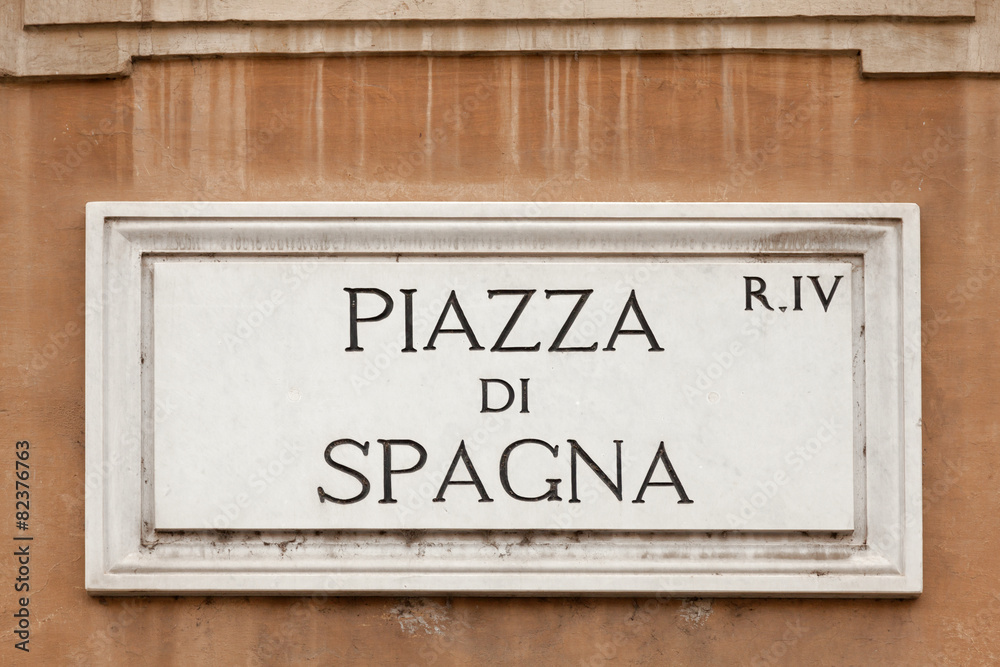Piazza di Spagna street sign in Rome, Italy Piazza di Spagna street sign in Rome, Italy