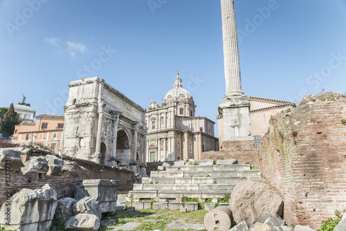 Arch of Septimius Severus.Roman Forum. Italy. © luxerendering