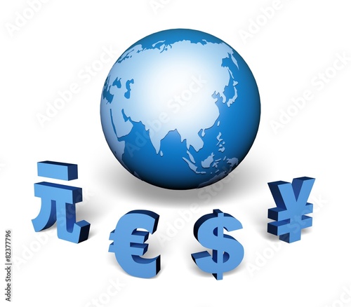 Currency. 3D. Asian Business