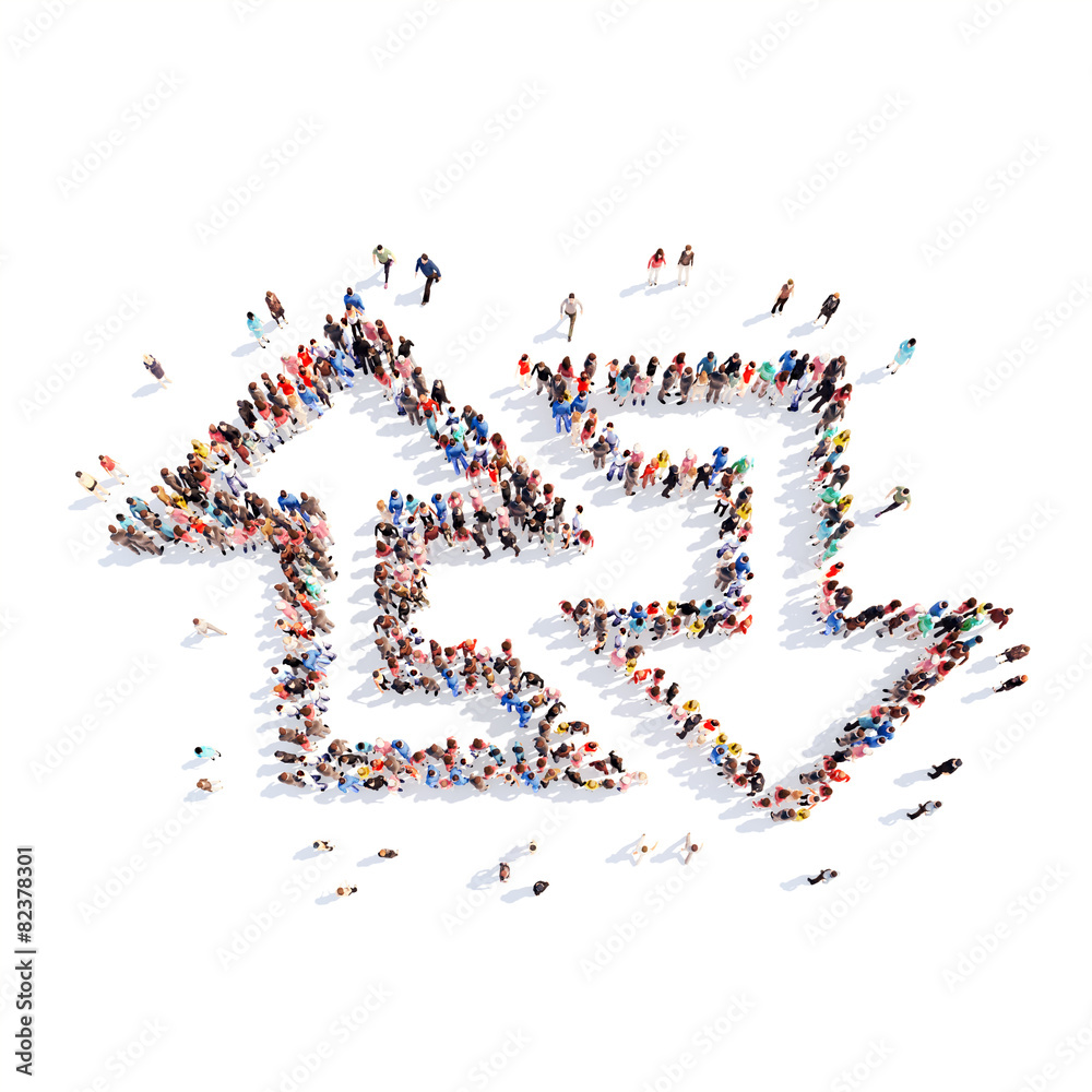 People in the form of arrows.