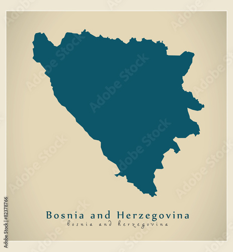 Fotografi Modern Map - Bosnia and Herzegovina BA