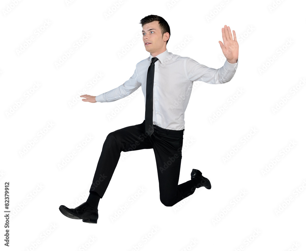 Business man jump side Business man jump side