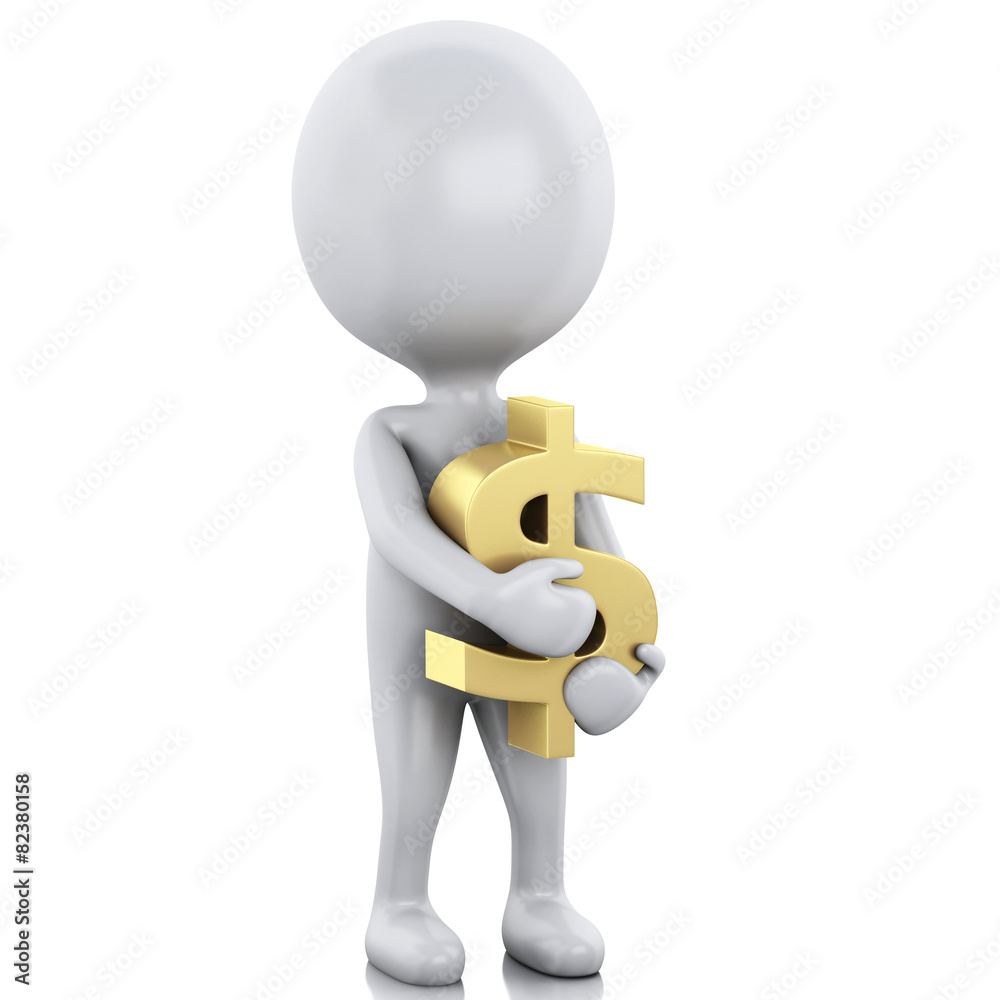 3d white people with dollar sign. Businessman 3d white people with dollar sign. Businessman